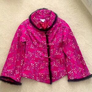 Vibrant Pink and White Patterned Jacket